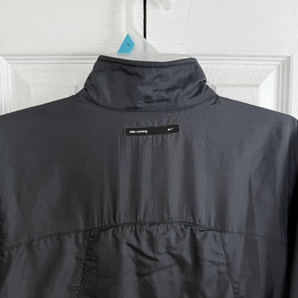 Nike Running Windbreaker Jacket Black White Piping Ripstop Mens Small S 4-6 - Picture 9 of 11